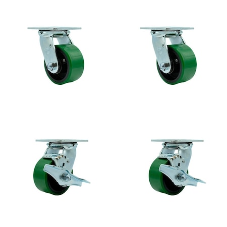 Service Caster Tool Box Caster Wheel Set 4'' Green Poly on Cast Iron Swivel Casters, 4PK TOOL-SCC-30CS420-PUR-GB-2-TLB-2